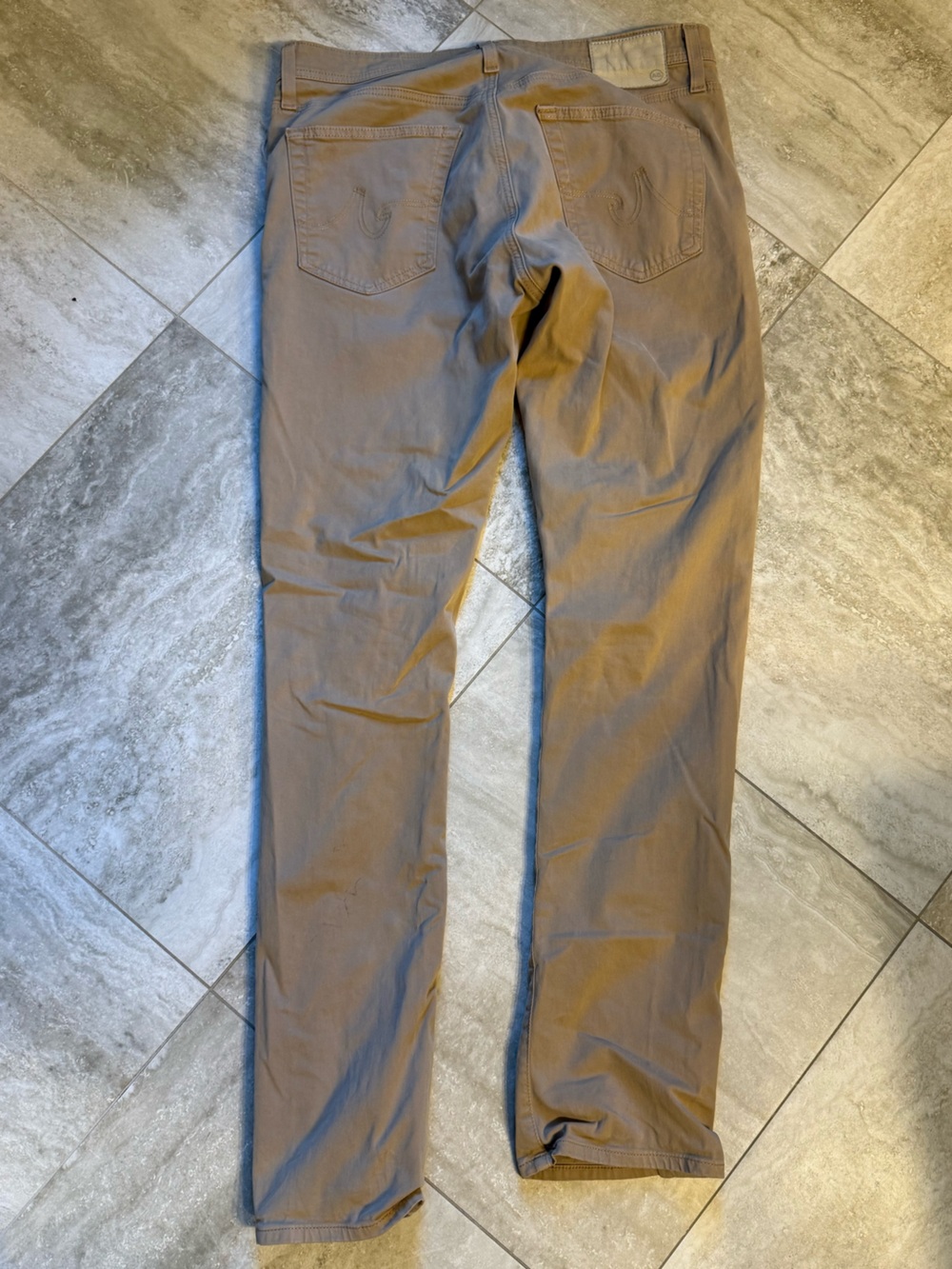 Ag Adriano Goldschmied Everett Men's Khaki Straight-Leg Chinos in Tan